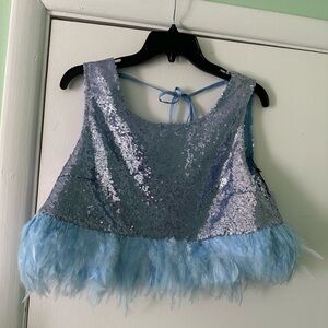 Blue glitzy top
